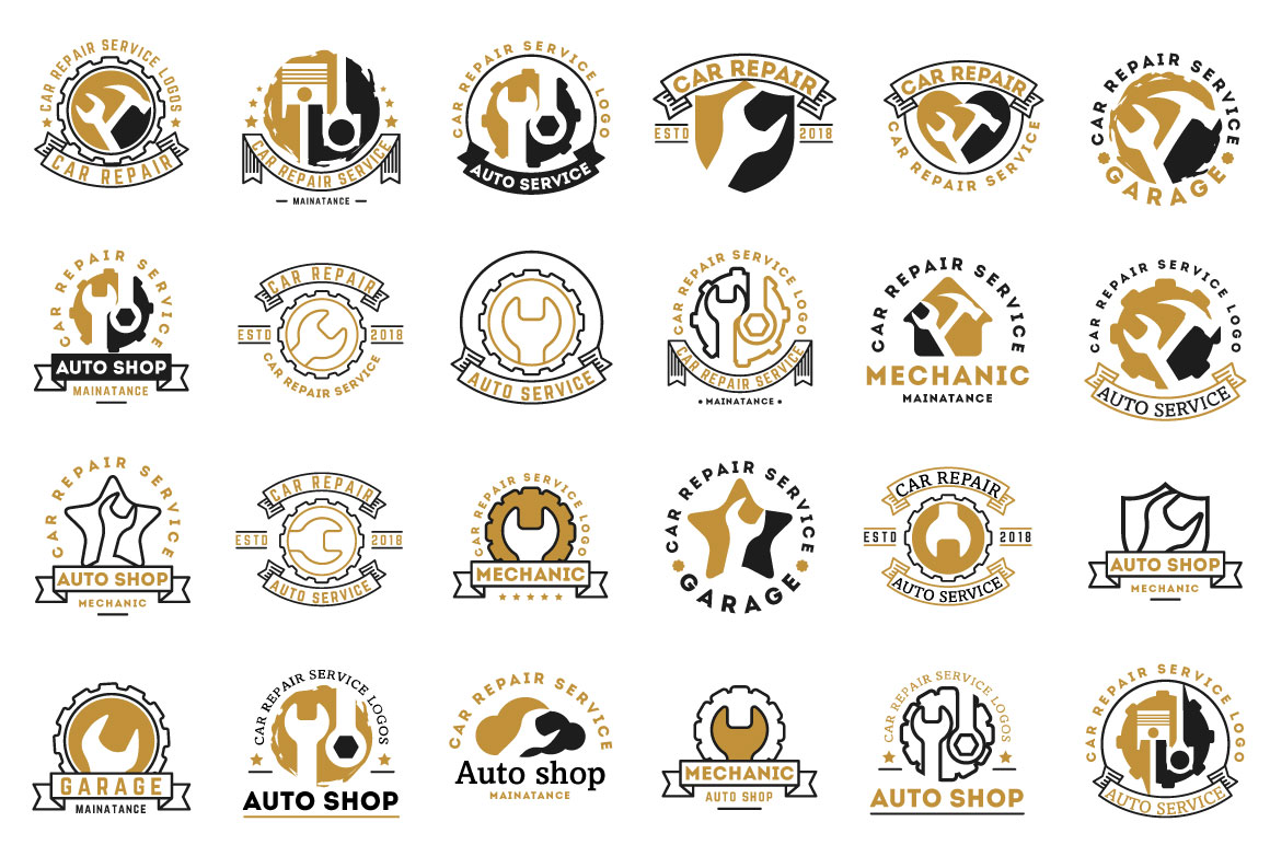 Auto Shop, Car Repair Service, Handyman, plumber Logos bundle