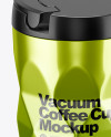 420ml Stainless Steel Vacuum Coffee Cup Mockup (High-Angle Shot)