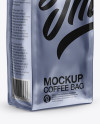 Glossy Metallic Coffee Bag Mockup - Half Side View