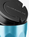 420ml Opened Matte Stainless Steel Vacuum Coffee Cup Mockup (High-Angle Shot)