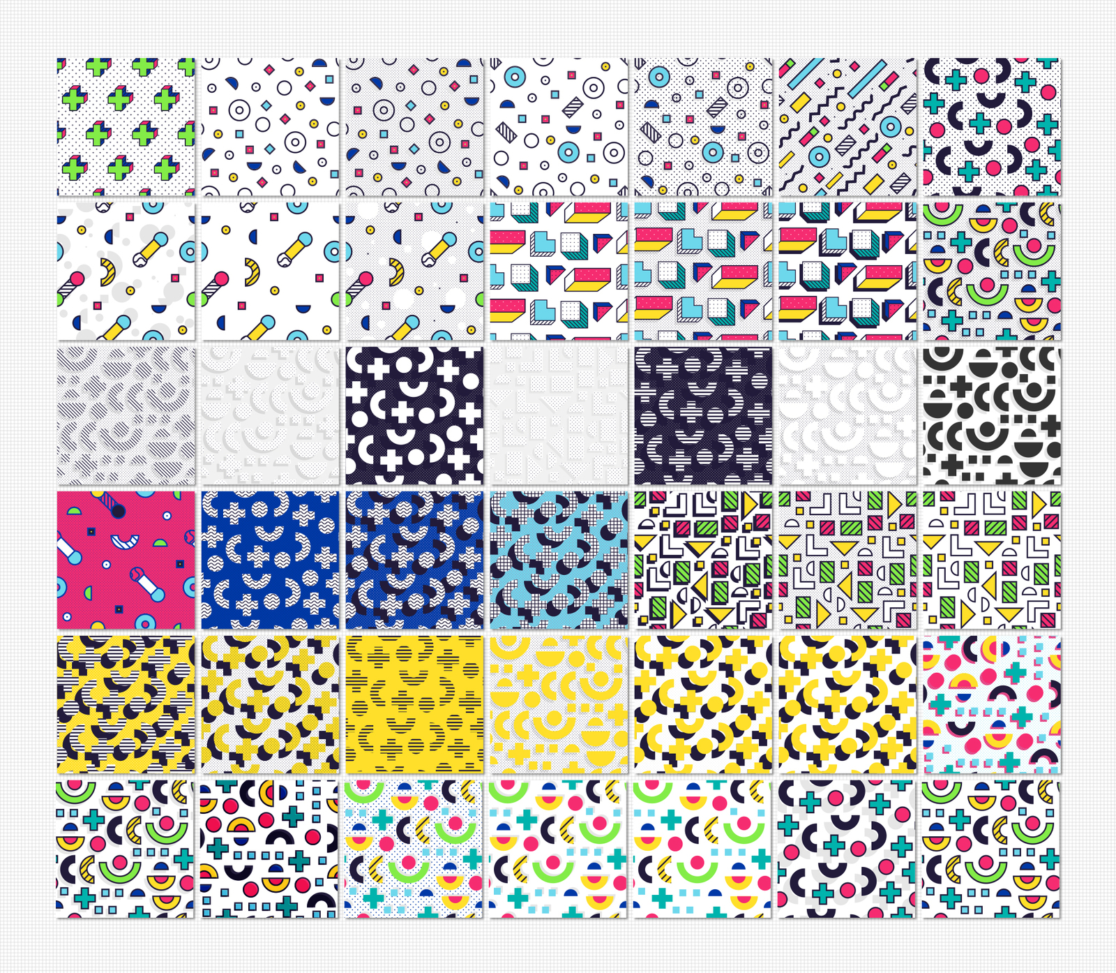 42 MEMPHIS seamless patterns set 42 MEMPHIS seamless patterns set
