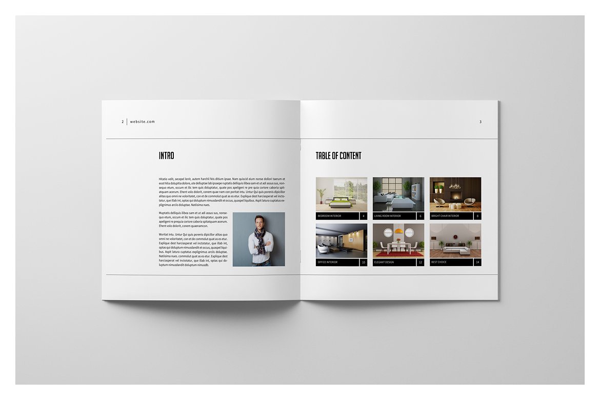 PSD - Square Interior Brochure on Yellow Images Creative Store - 28618