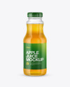 Clear Glass Bottle with Apple Juice Mockup