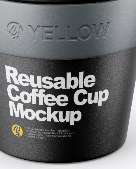 Reusable Coffee Cup Mockup - Front View (High-Angle Shot)