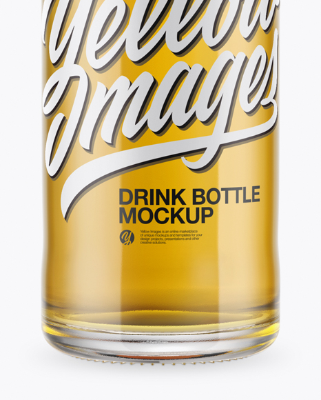 Clear Glass Bottle With Yellow Drink Mockup