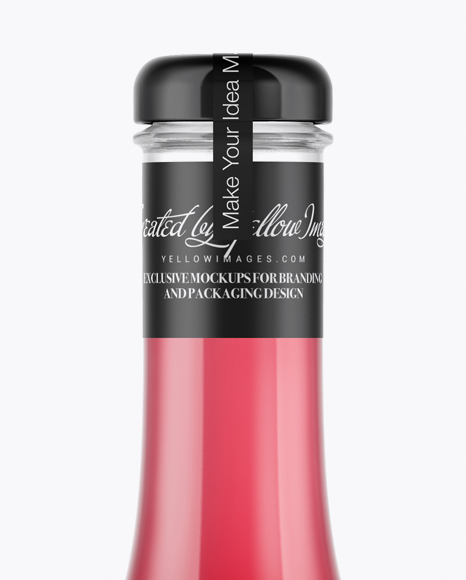 Clear Glass Bottle With Pink Drink Mockup Clear Glass Bottle With Pink Drink Mockup