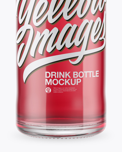 Clear Glass Bottle With Pink Drink Mockup