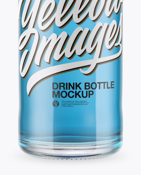 Clear Glass Bottle With Blue Drink Mockup