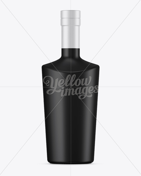 Black Mat Liquor Bottle Mockup - Front View