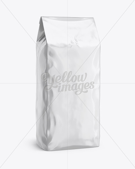 2,5 kg Foil Coffee Bag With Valve Mockup - Half-Turned View