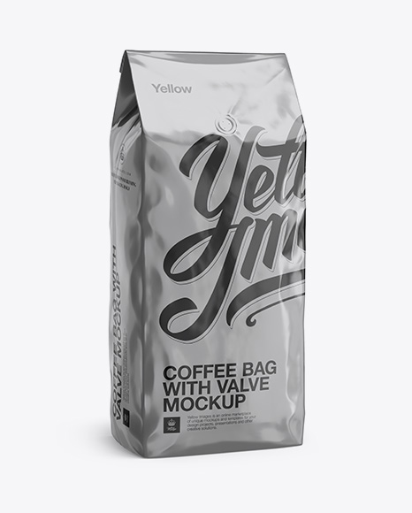 2,5 kg Foil Coffee Bag With Valve Mockup - Half-Turned View