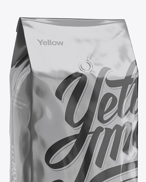 2,5 kg Foil Coffee Bag With Valve Mockup - Half-Turned View