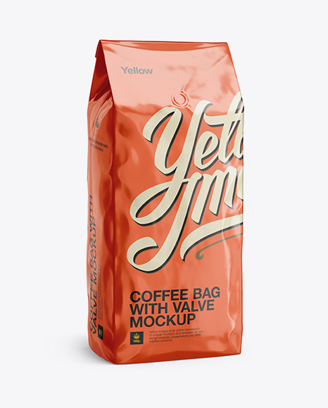 2,5 kg Foil Coffee Bag With Valve Mockup - Half-Turned View