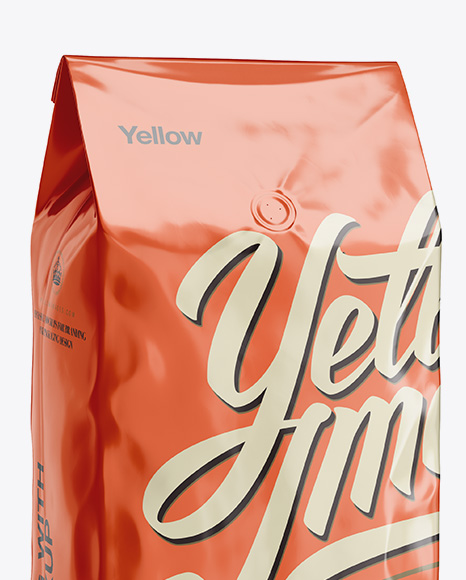 2,5 kg Foil Coffee Bag With Valve Mockup - Half-Turned View