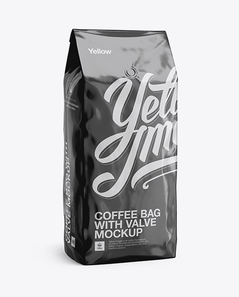 2,5 kg Foil Coffee Bag With Valve Mockup - Half-Turned View