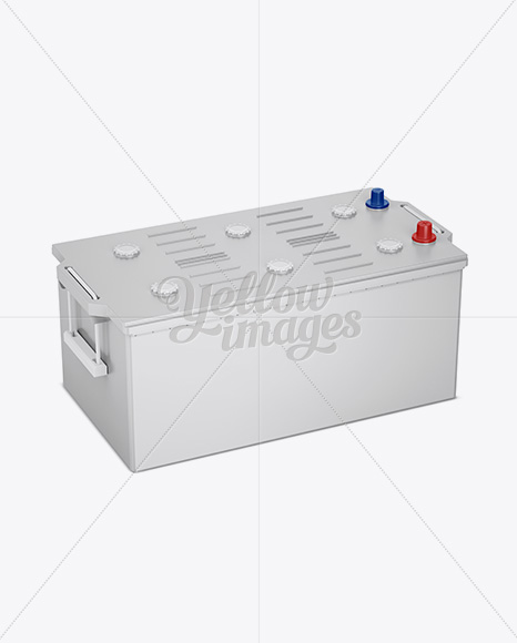 Auto Battery Mockup - Halfside View (High-Angle Shot) - Free Download