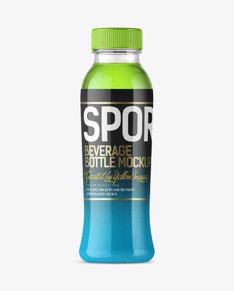 Plastic Green Cocktail Bottle Mockup - Front View