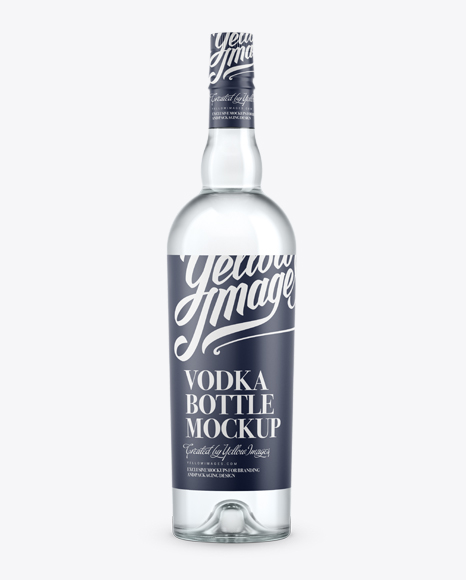 Clear Glass Vodka Bottle Mockup - Front View