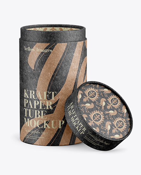 Opened Kraft Paper Tube Mockup