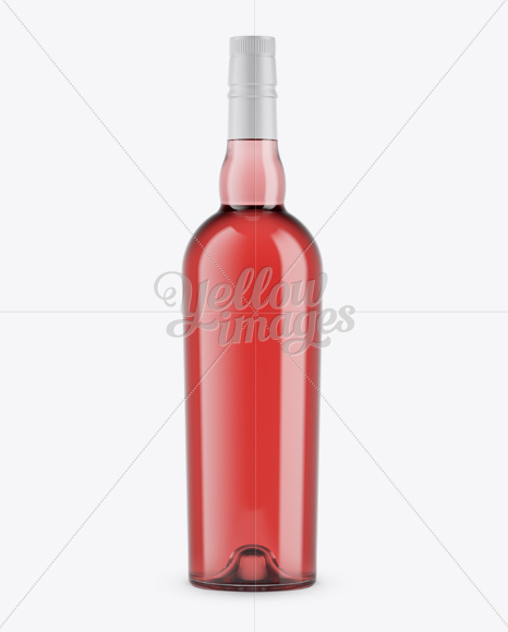 Pink Wine Bottle Mockup - Front View