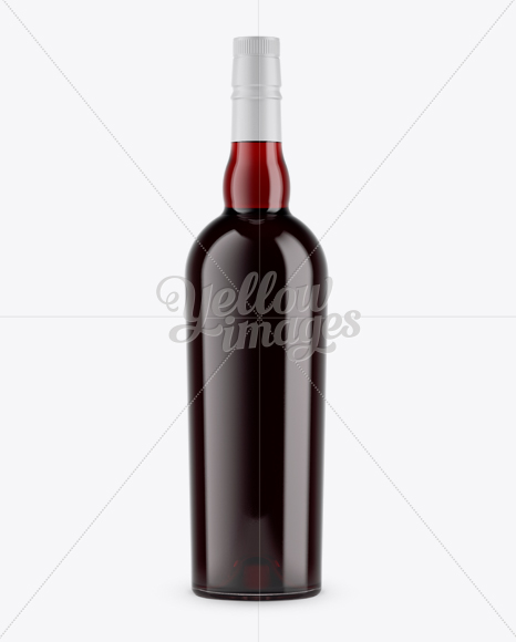 Red Glass Liquor Bottle Mockup - Front View