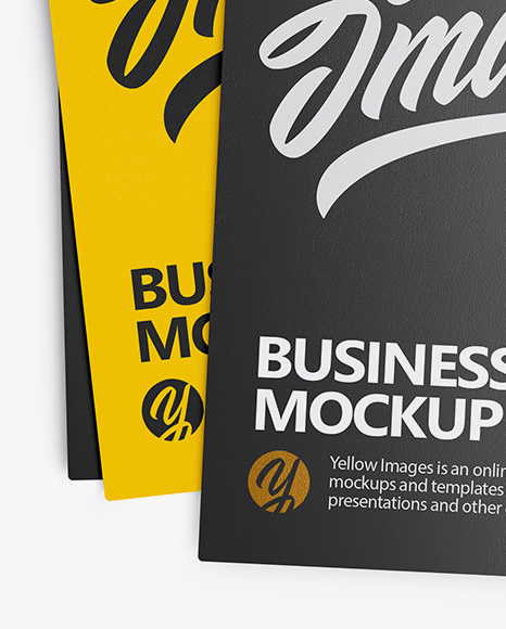 Three Textured Business Cards Mockup - Top View