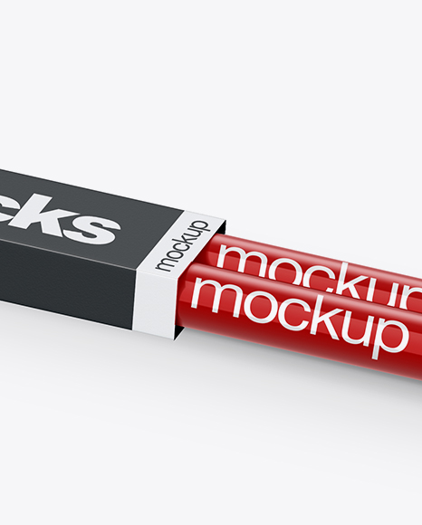 Glossy Drumsticks in Paper Holder Mockup - Half Side View - Free