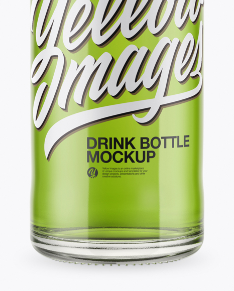 Clear Glass Bottle With Green Drink Mockup Clear Glass Bottle With Green Drink Mockup
