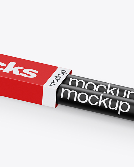 Matte Drumsticks in Paper Holder Mockup - Half Side View - Free