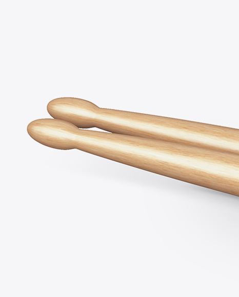 Wooden Drumsticks Mockup - Half Side View Wooden Drumsticks Mockup - Half Side View