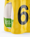 Shrink Pack with 6 Plastic Bottles Mockup - Half Side View