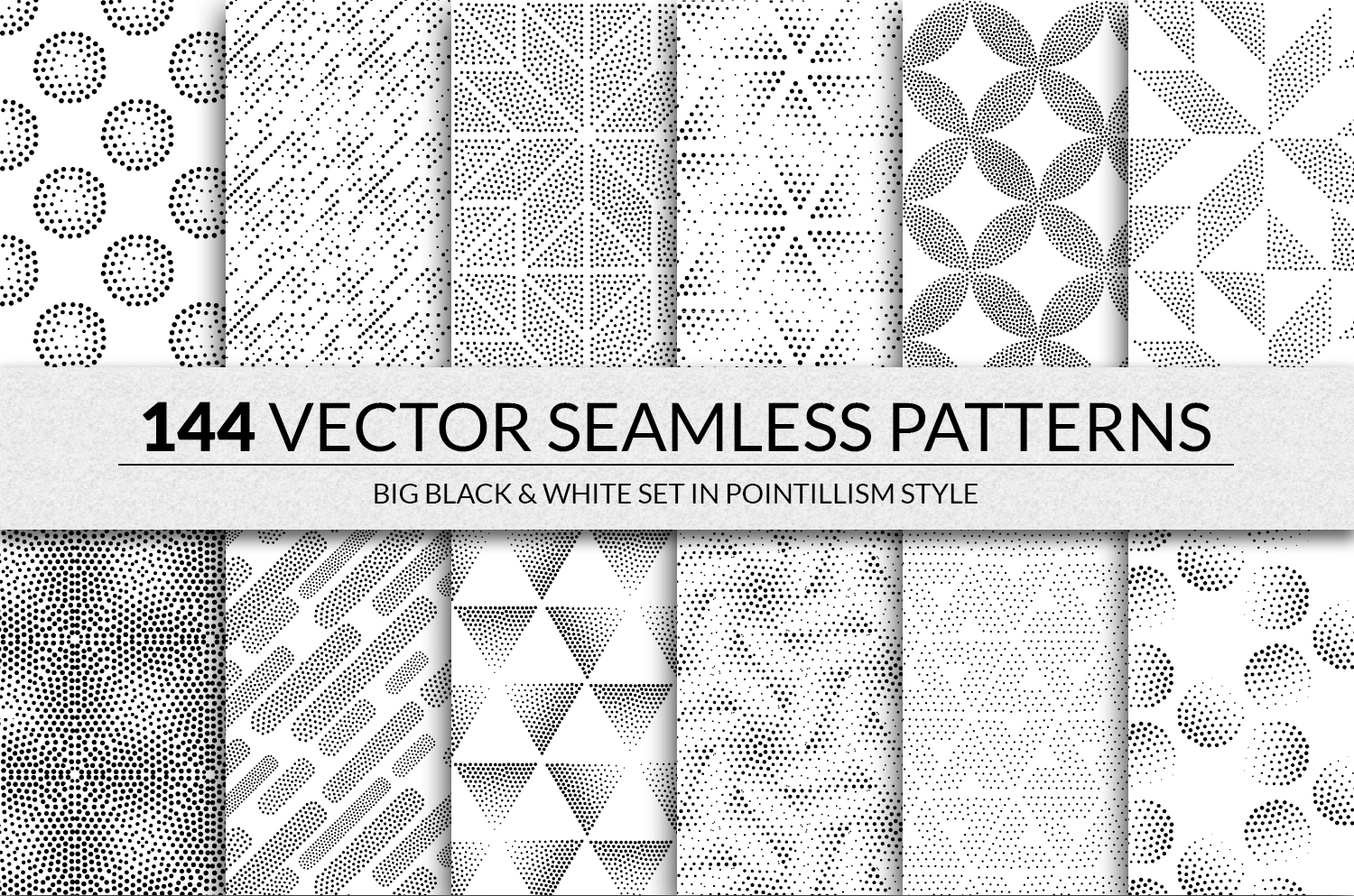 144 seamless pointillism patterns