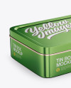 Metallic Tin Box Mockup - Half Side View (High-Angle Shot)