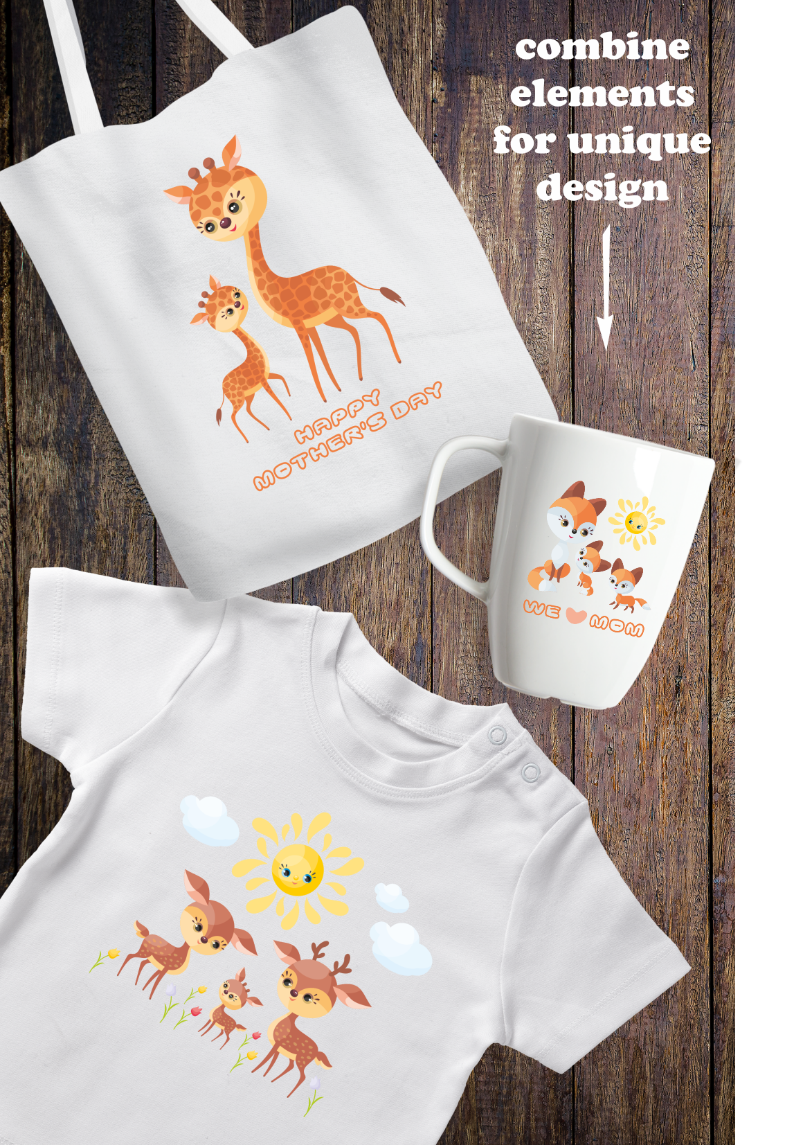 Cute animals and their babies. Vector clip arts. Cute animals and their babies. Vector clip arts.