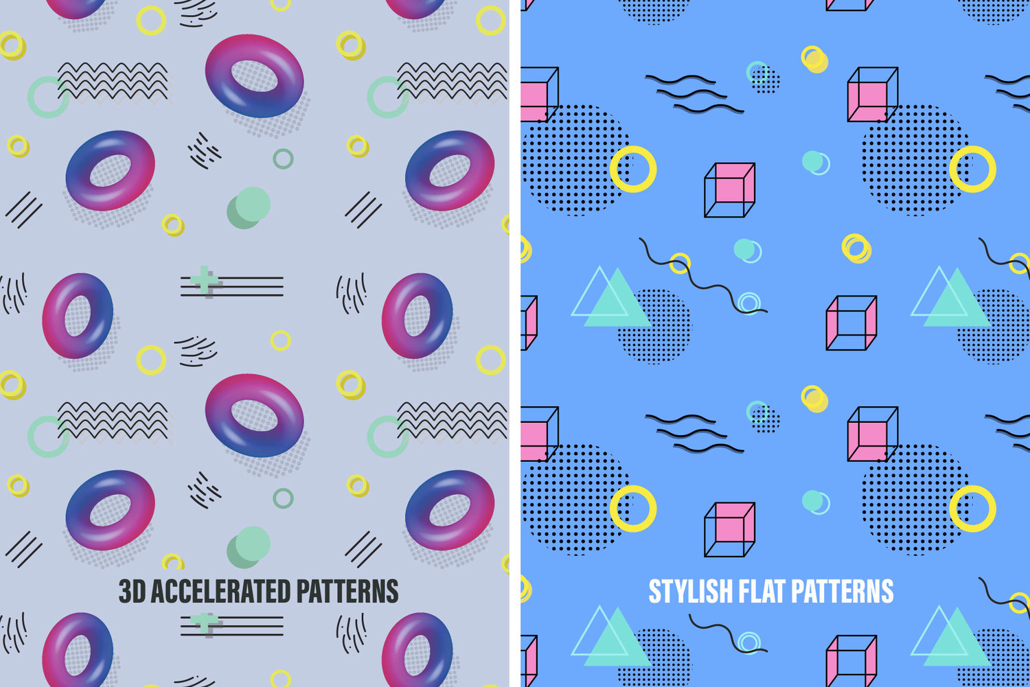 Memphis Space Seamless Patterns