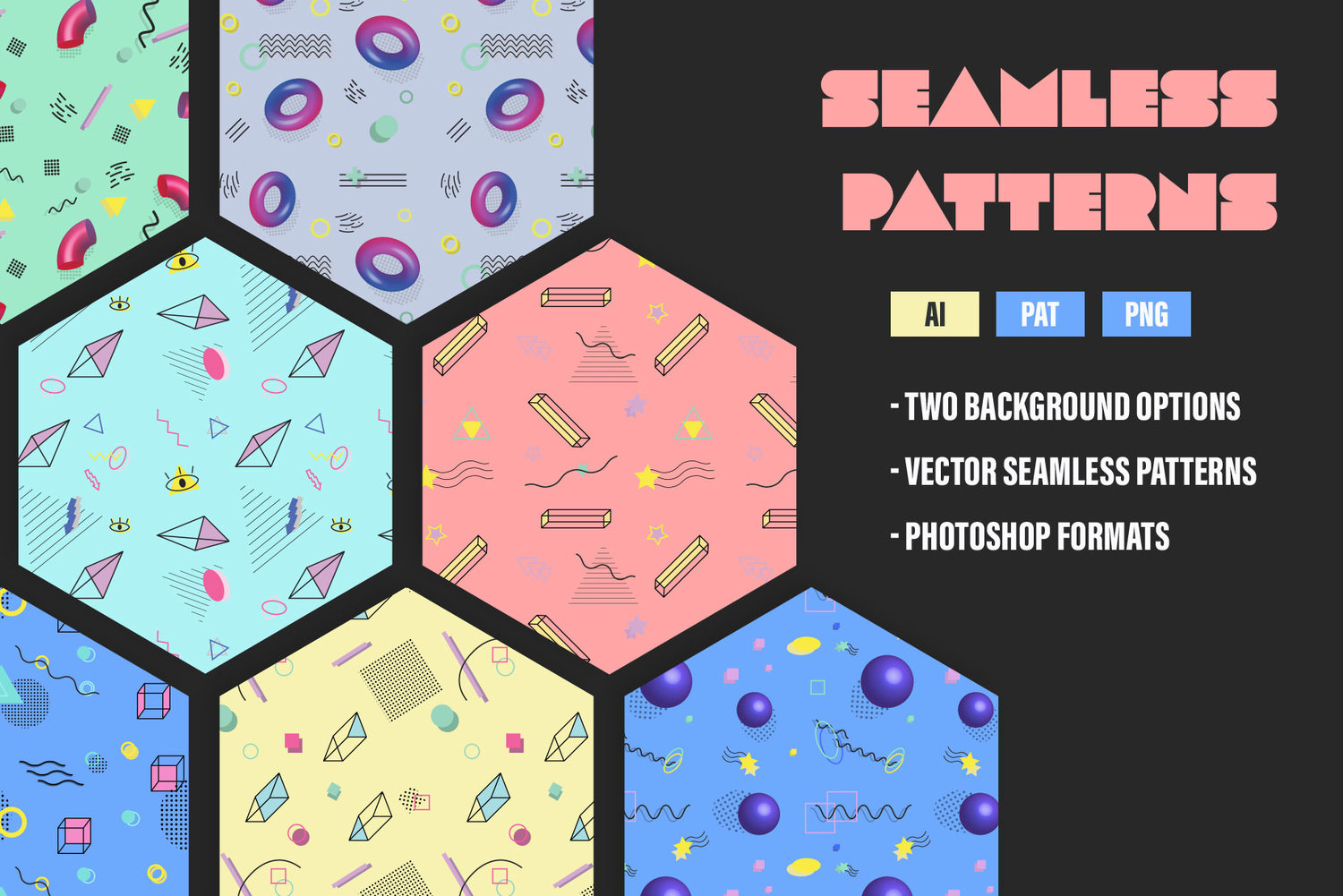 Memphis Space Seamless Patterns Memphis Space Seamless Patterns
