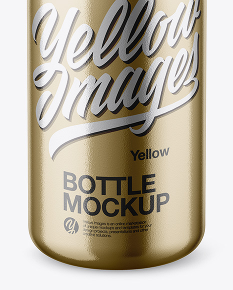 Metallic Bottle Mockup - High-Angle Shot