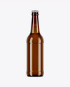 Amber Glass Bottle With Lager Beer Mockup