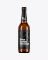 Amber Glass Bottle With Lager Beer Mockup