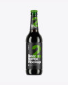 Green Glass Bottle With Dark Beer Mockup