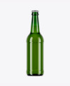 Green Glass Bottle With Lager Beer Mockup