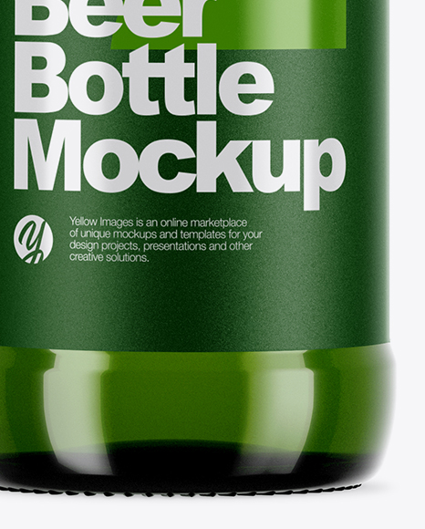 Green Glass Bottle With Lager Beer Mockup