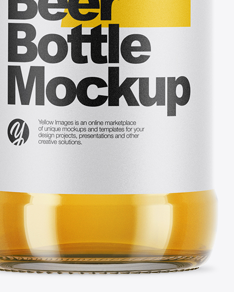 Clear Glass Bottle With Lager Beer Mockup