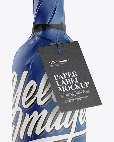 Wine Bottle in Matte Paper Wrap With Label Mockup