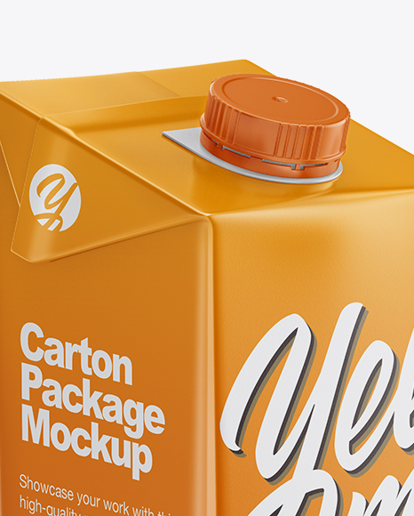 1L Carton Box Mockup - Half Side View