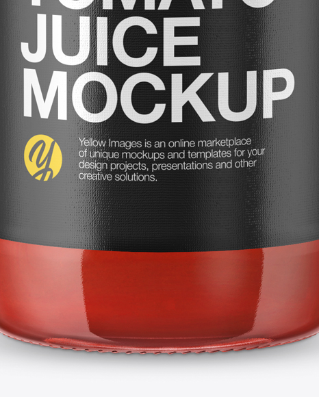 Clear Glass Bottle with Tomato Juice Mockup