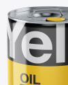 Glossy Oil Tin Can Mockup - High-Angle Shot