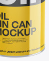 Glossy Oil Tin Can Mockup - High-Angle Shot