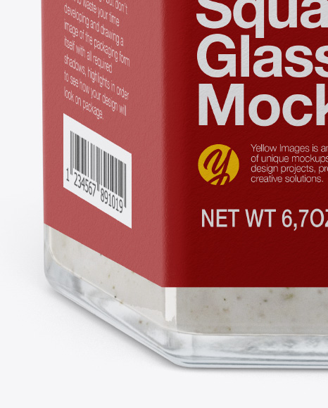 Glass Jar with Sauce Mockup - Half Side View