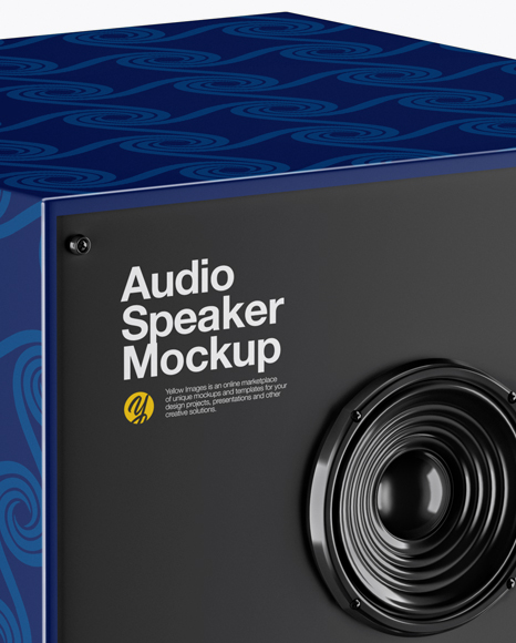 Glossy Audio Speaker Mockup - Half Side View (High-Angle Shot)